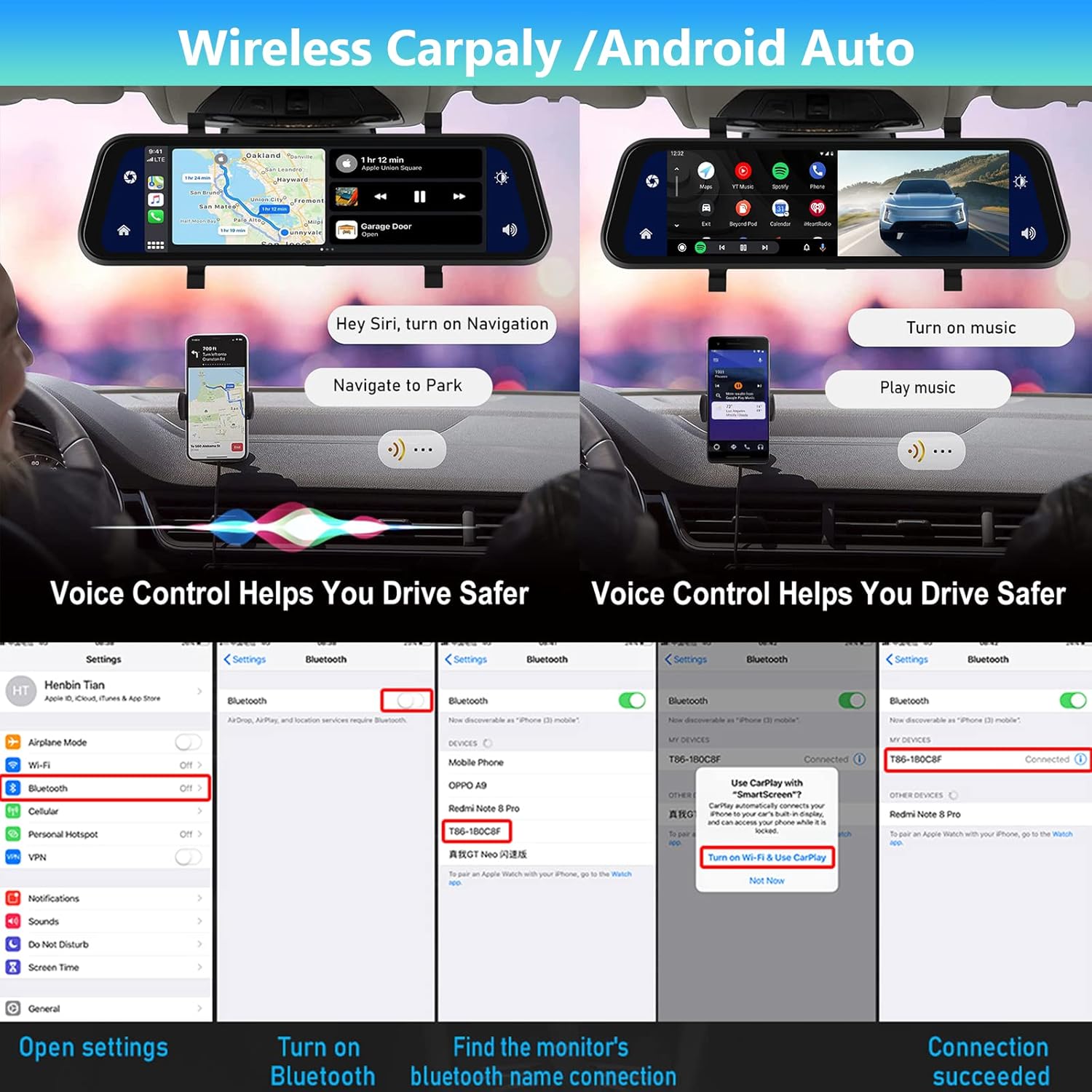 EN STOCK - Dashcam Intelligente Rétroviseur